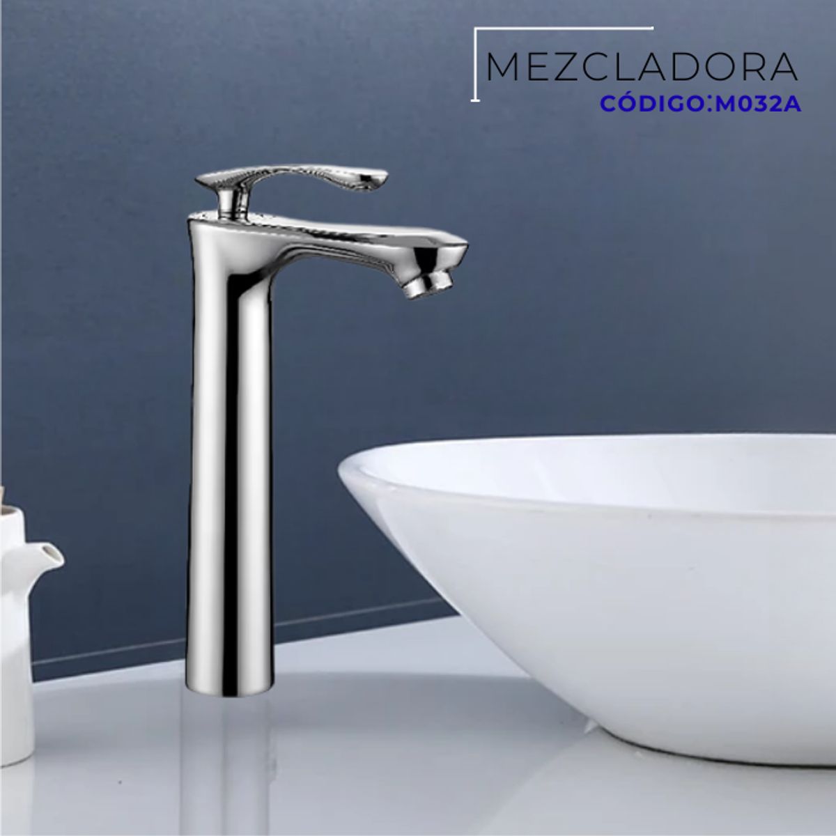 XM - MEZCLADORA MONOCOMANDO PARA LAVATORIO ALTO CROMADO M032A