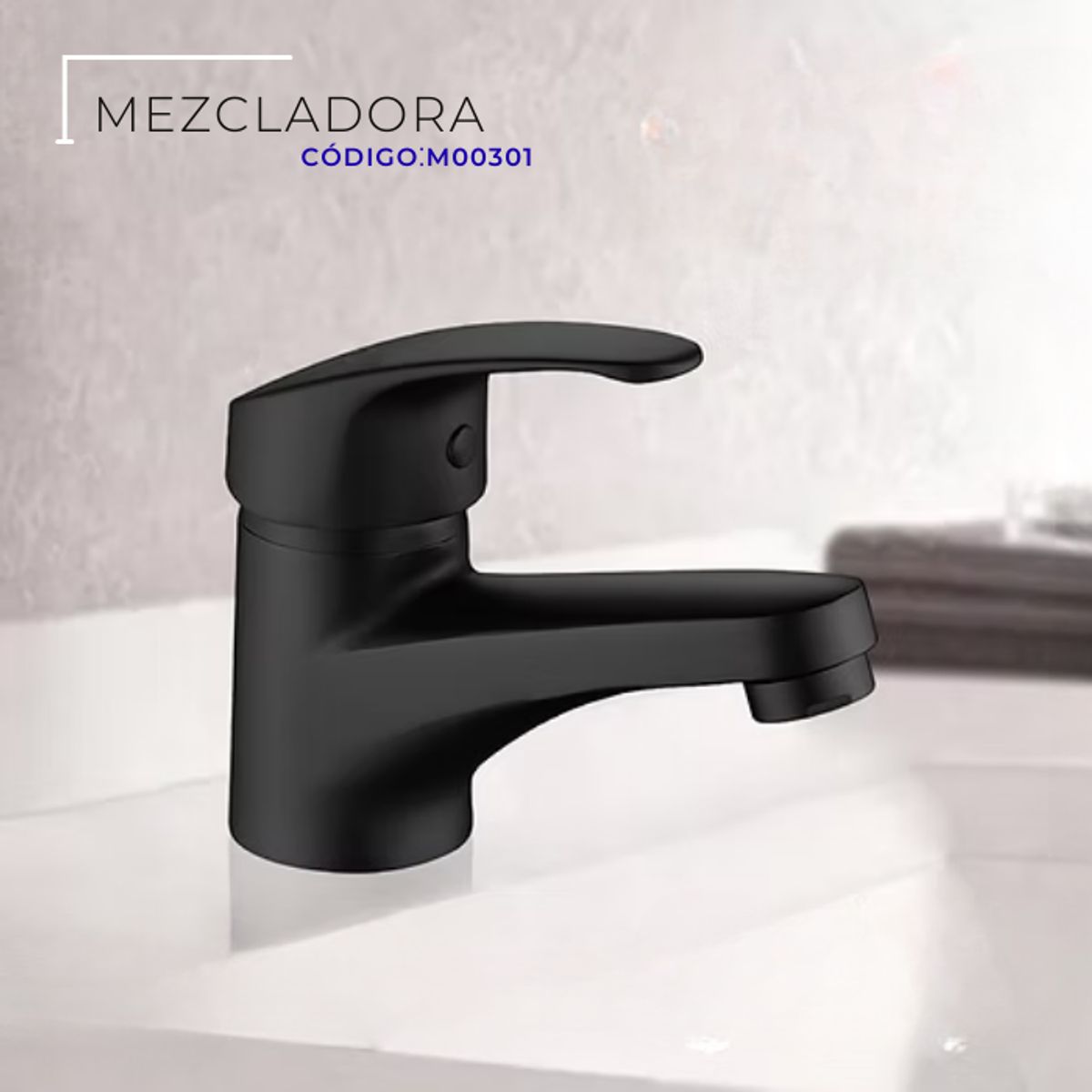 XM - MEZCLADORA MONOCOMANDO PARA LAVATORIO BAJO NEGRO M00301