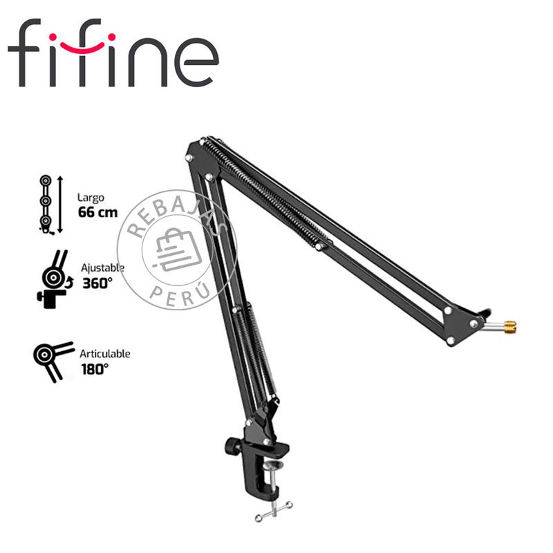 FIFINE - Brazo Micrófono Fifine CS1 Ajustable Soporte Escritorio 2kg Negro