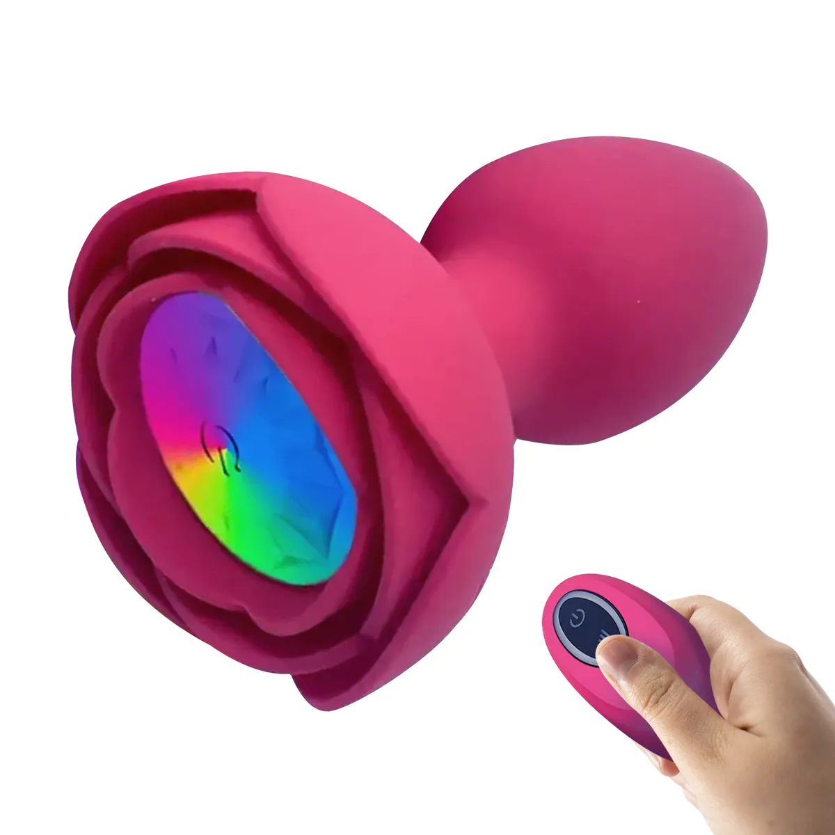 GENERICO - Plug Tactil Vibrador RGB + Control Remoto - Rose Butt