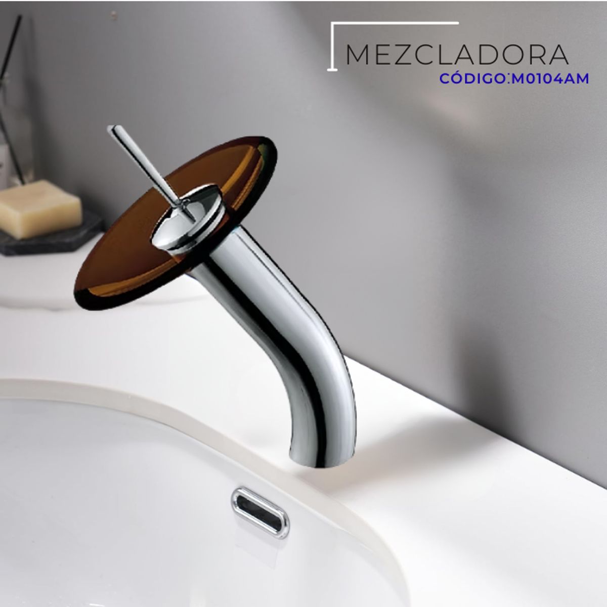 XM - MEZCLADORA MONOCOMANDO PARA LAVATORIO ALTO CASCADA CROMADO M0104AM