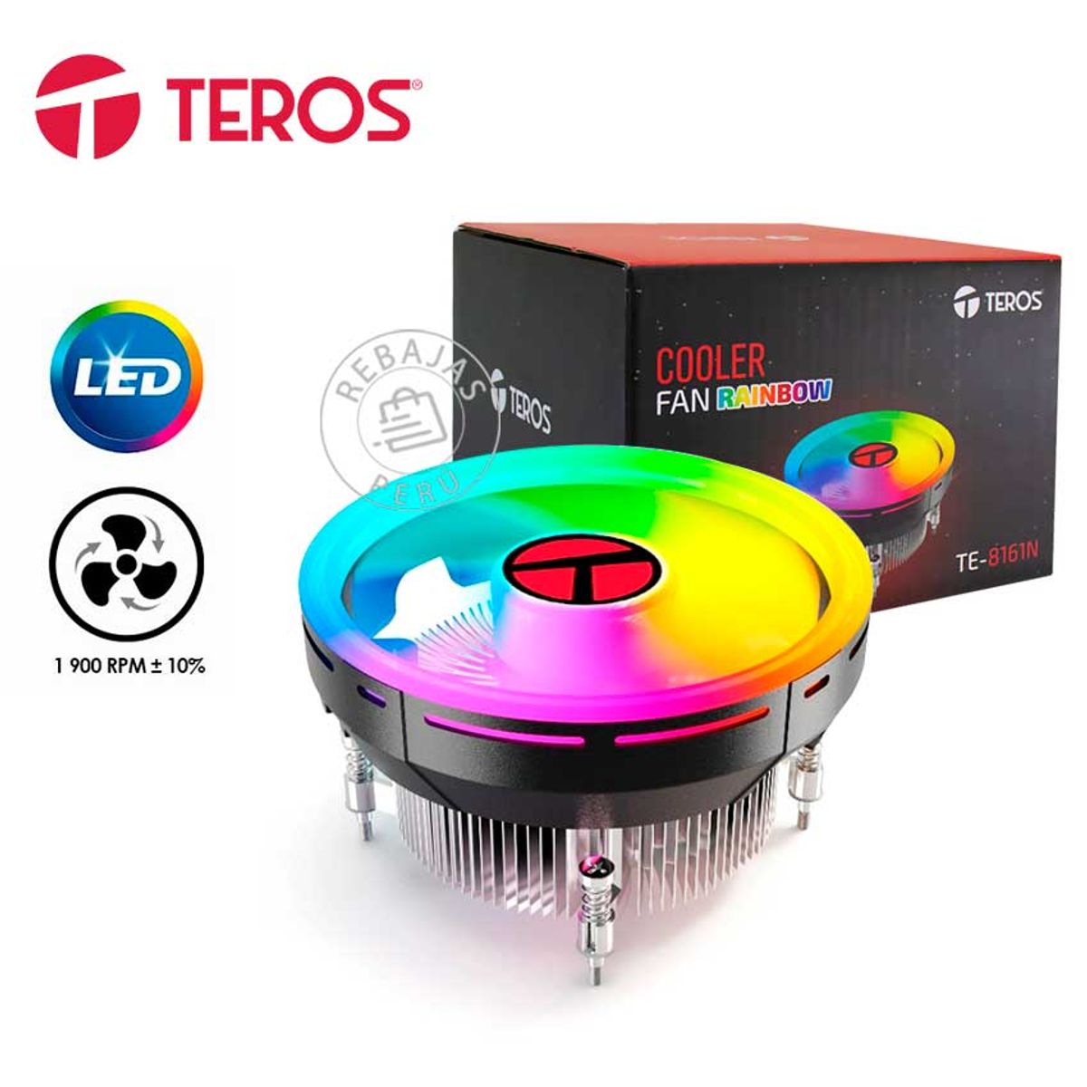TEROS - Cooler TEROS TE-8161N Intel 90W LED Multicolor Fan 124x124x73 cm
