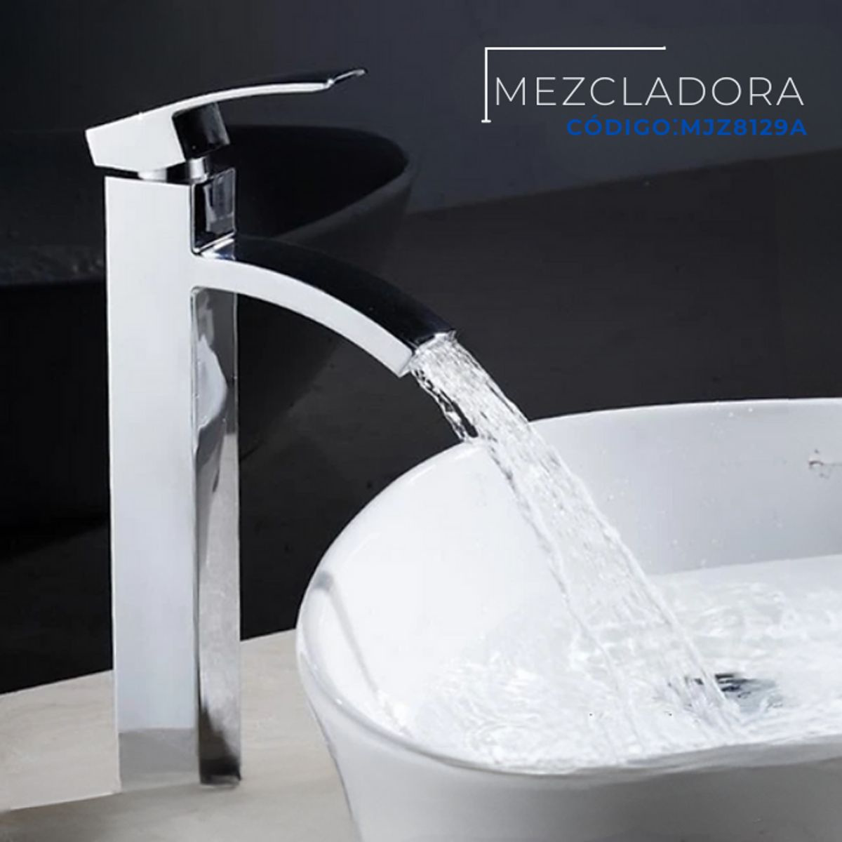 XM - MEZCLADORA MONOCOMANDO PARA LAVATORIO ALTO CASCADA CROMADO MJZ8129A