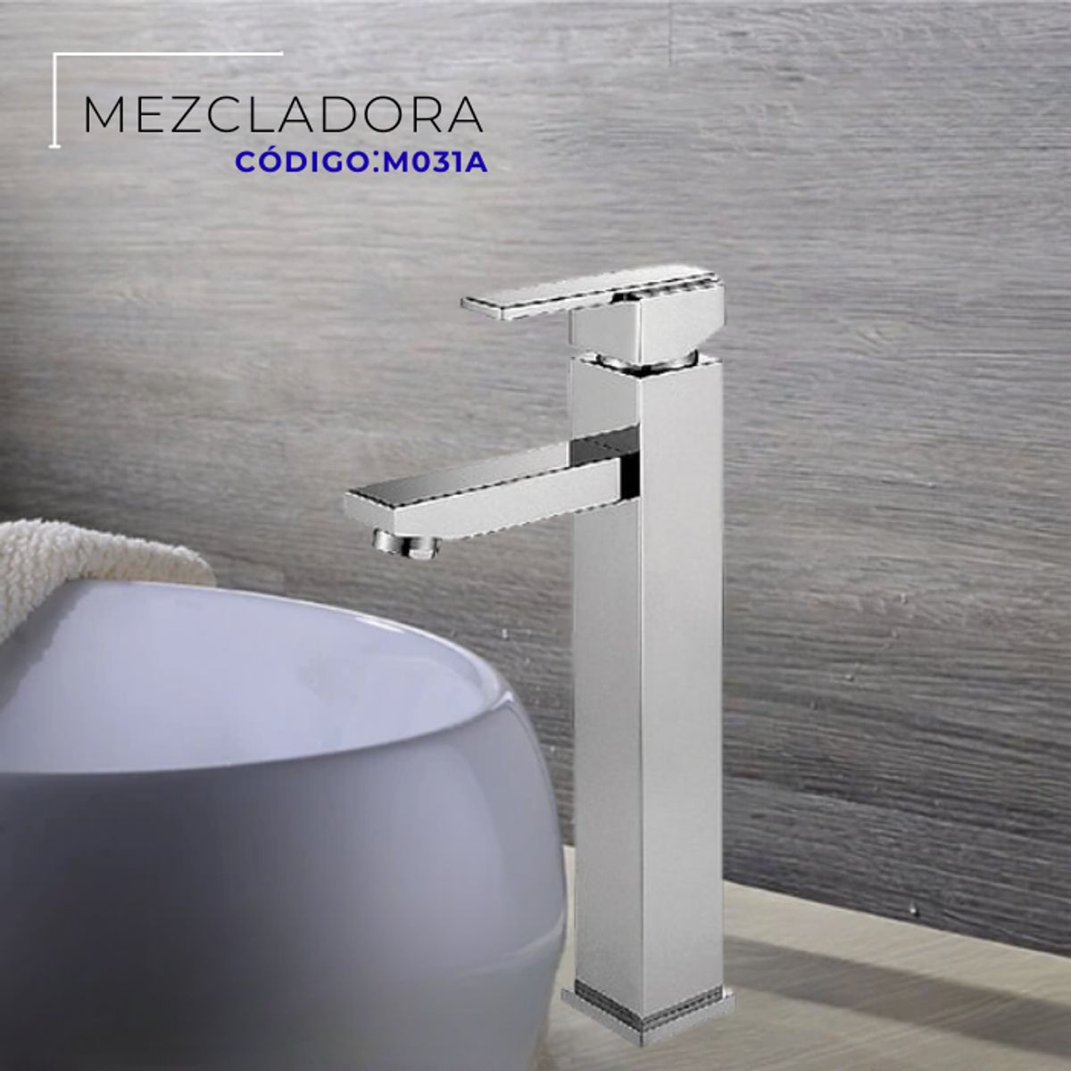 XM - MEZCLADORA MONOCOMANDO PARA LAVATORIO ALTO CROMADO M031A