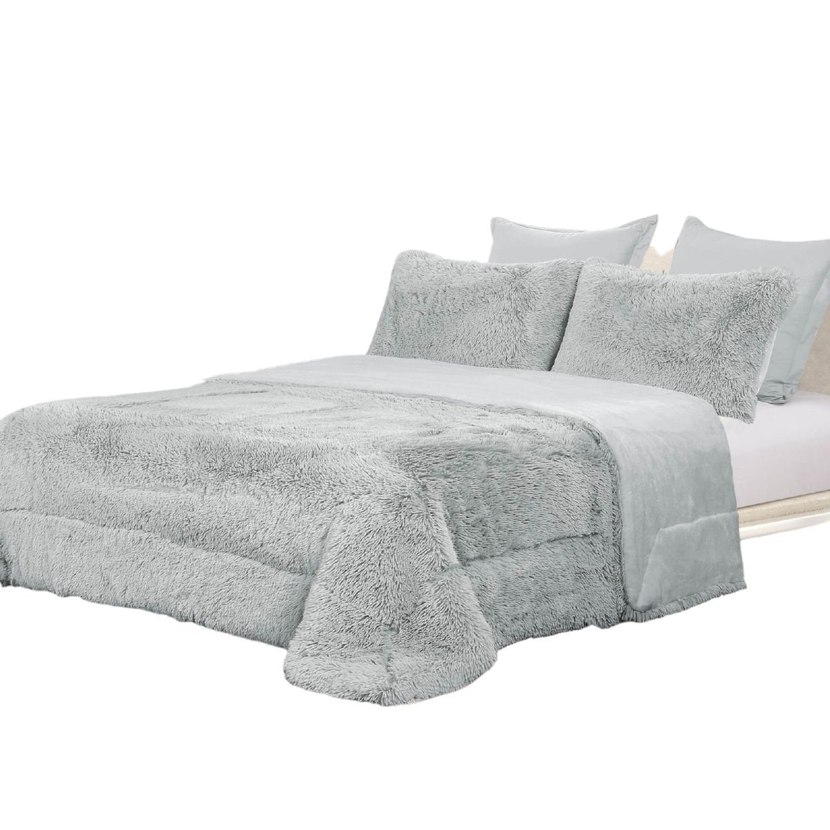 SALA FABULOSA - Edredón Ilusión Talla 2 Plazas + 2 Fundas de Almohada - Gris moderno