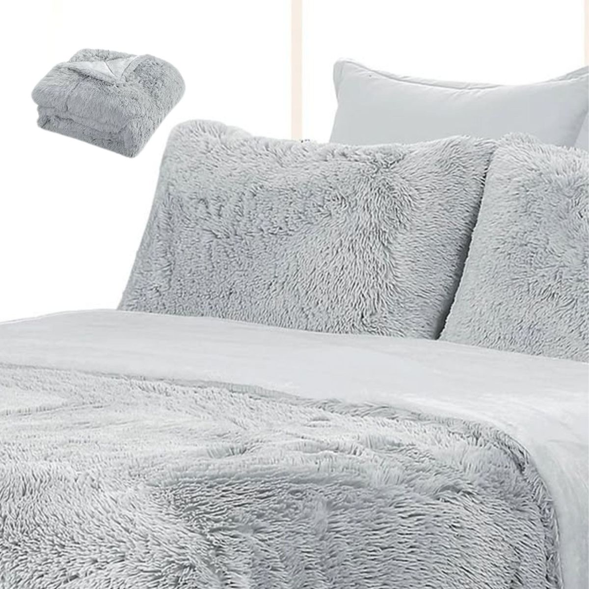 SALA FABULOSA - Edredón Ilusión Talla 2 Plazas + 2 Fundas de Almohada - Gris moderno