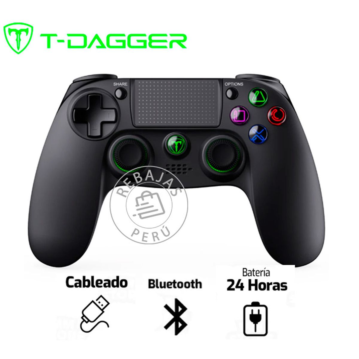 T-DAGGER - Gamepad T-Dagger SCORPIO T-TGP802 Negro Bluetooth RGB PC y PS4