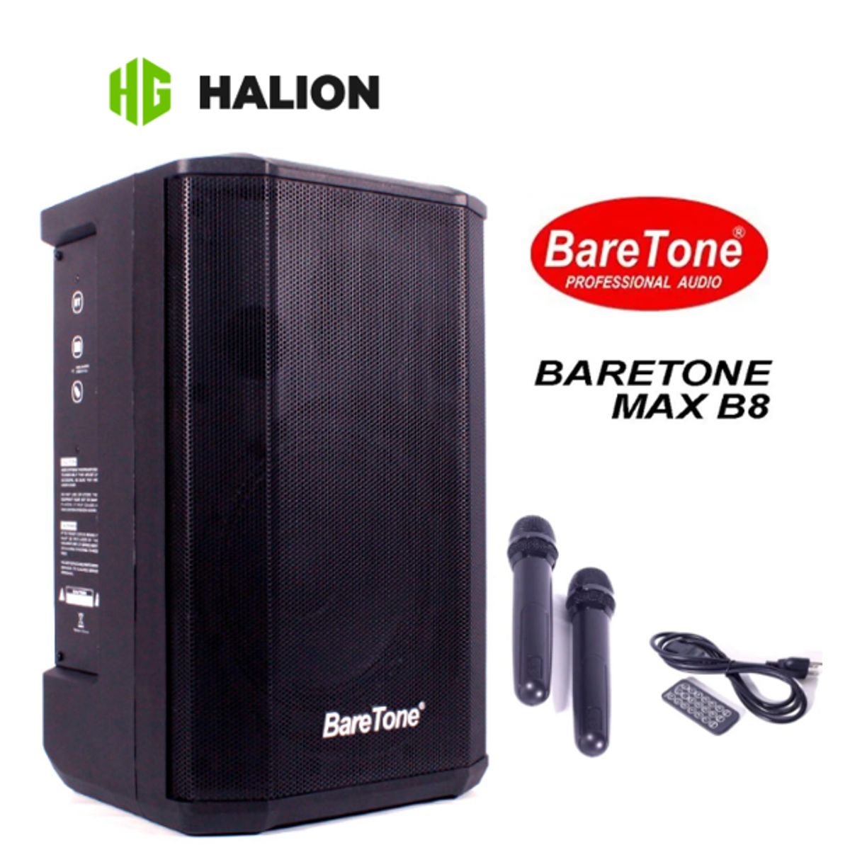 HALION - Parlante BARETONE MAX-B8 Con Bateria 100W Luces Led HALION