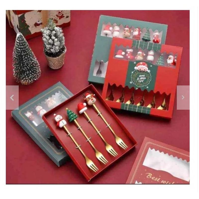 GENERICO - Mini Cubiertos con Diseño Navideño set elegante