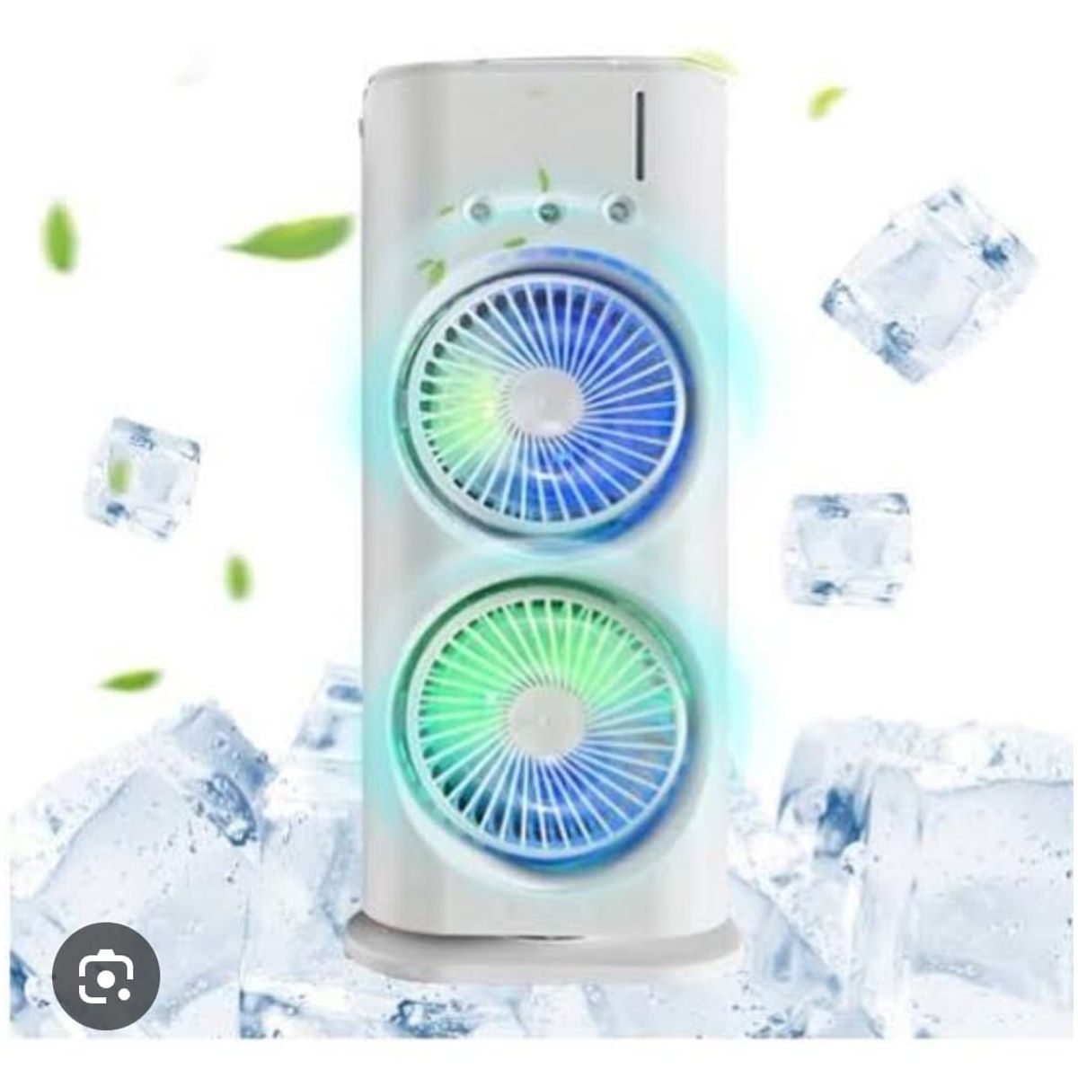 GENERICO - VENTILADOR AIRE FRÍO HUMIDIFICADOR LED MINIMALISTA 5EN1 DOBLE SPRAY