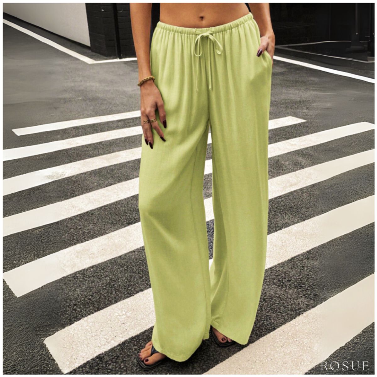 ROSUE - Pantalón Holgado Fresco Mujer Viena
