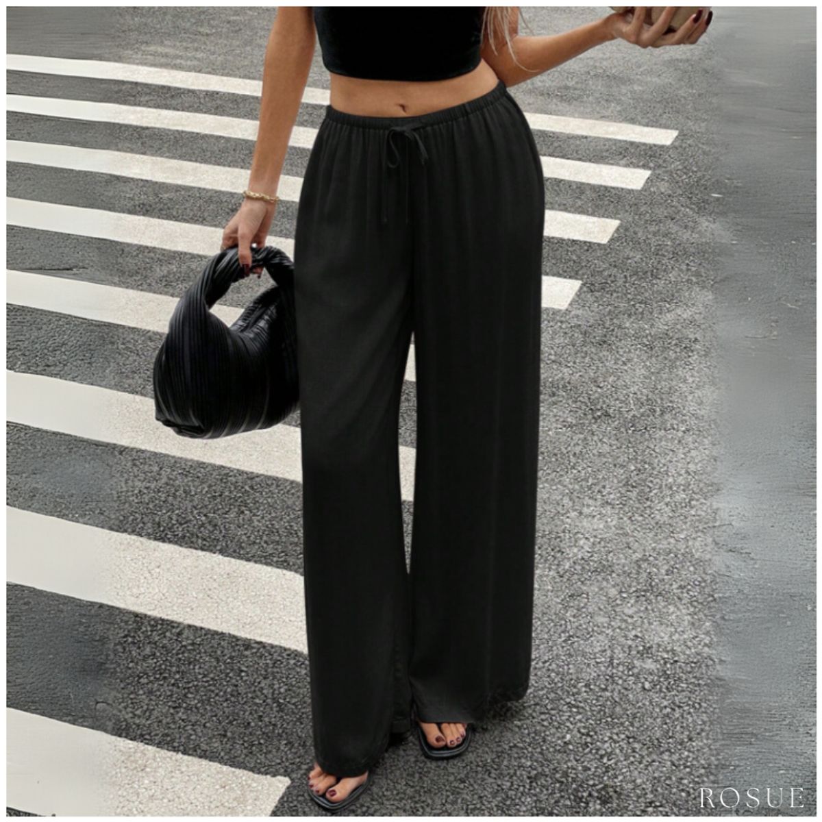 ROSUE - Pantalón Holgado Fresco Mujer Viena