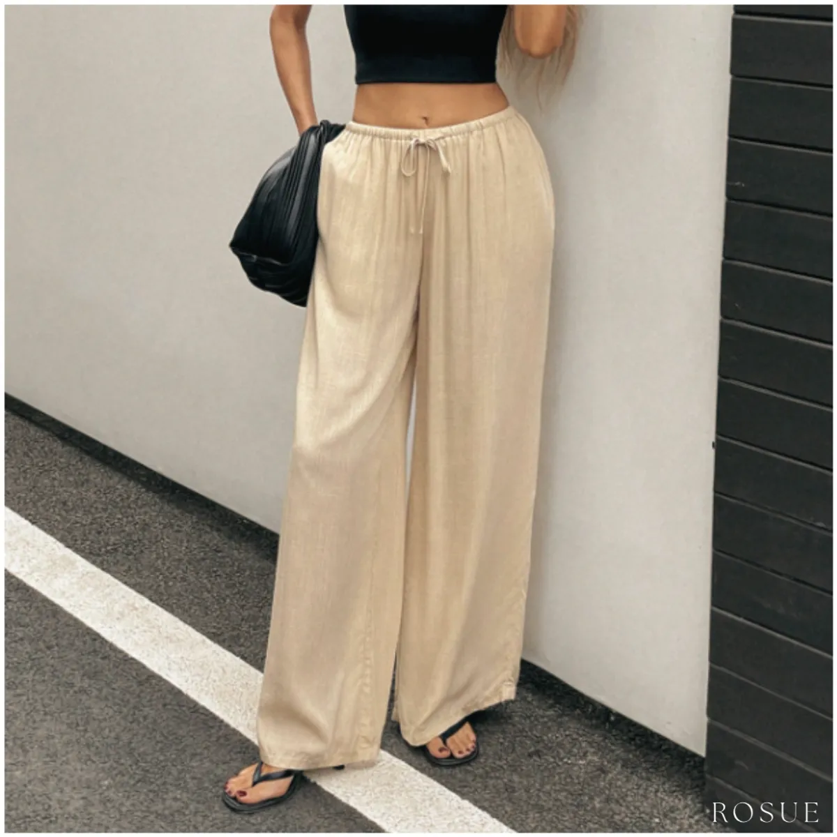 ROSUE - Pantalón Holgado Fresco Mujer Viena