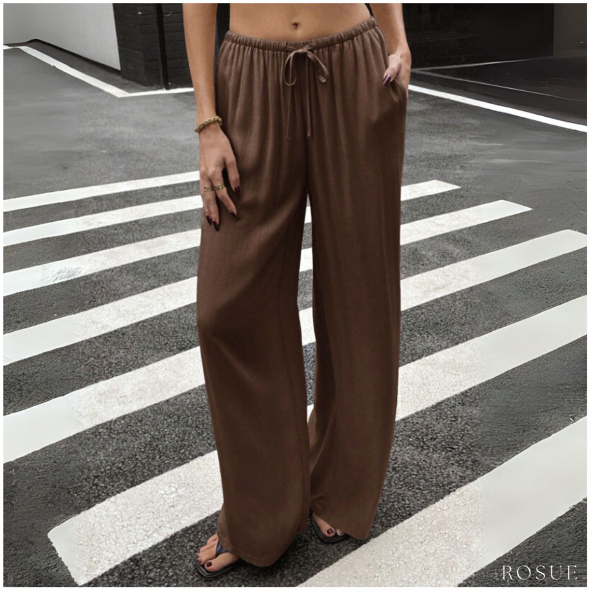 ROSUE - Pantalón Holgado Fresco Mujer Viena