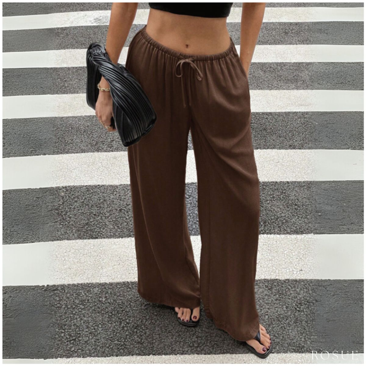 ROSUE - Pantalón Holgado Fresco Mujer Viena