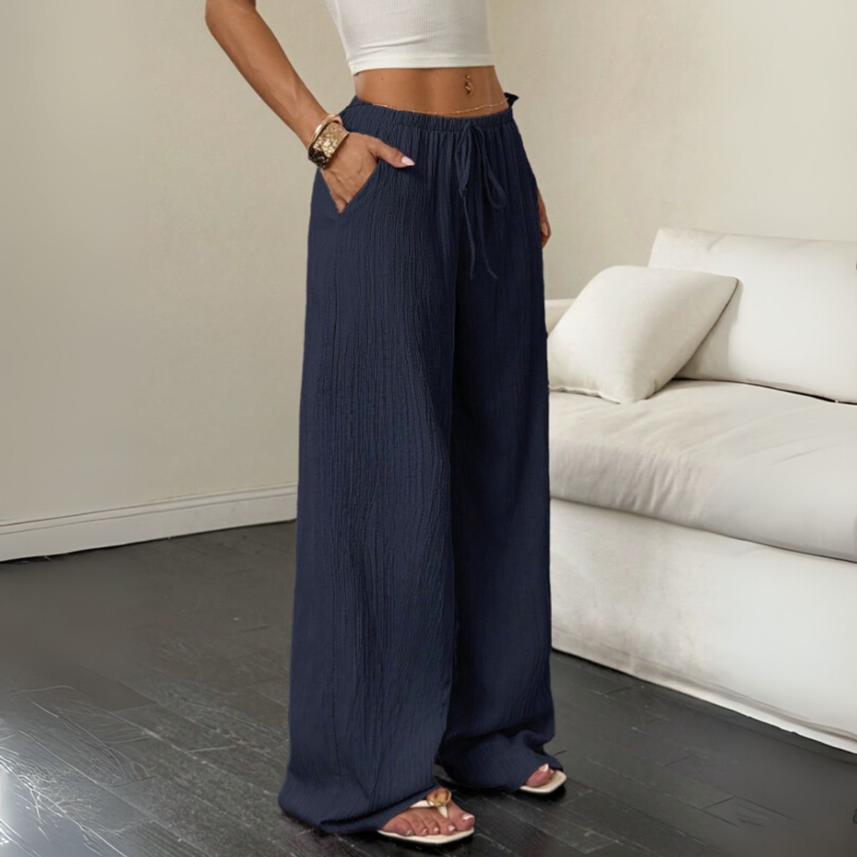 ROSUE - Pantalón Holgado Fresco Mujer Viena