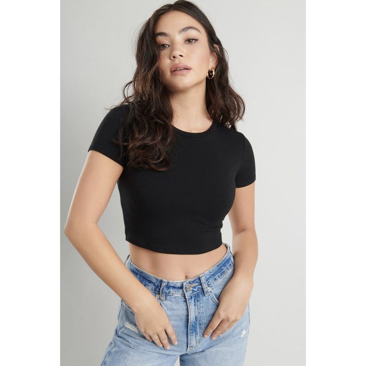 OEM - Blusa Manga Corta Casual   Mujer Negro