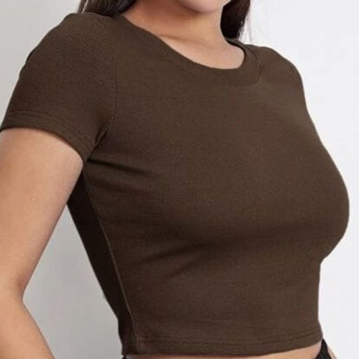 OEM - Blusa Manga Corta Casual   Mujer Marron