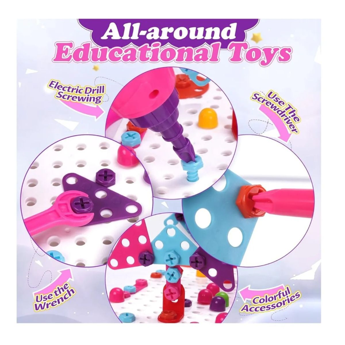 GENERICO - Maleta Puzle Creativa 2d y 3d para Niñas 249 Pz con Taladro