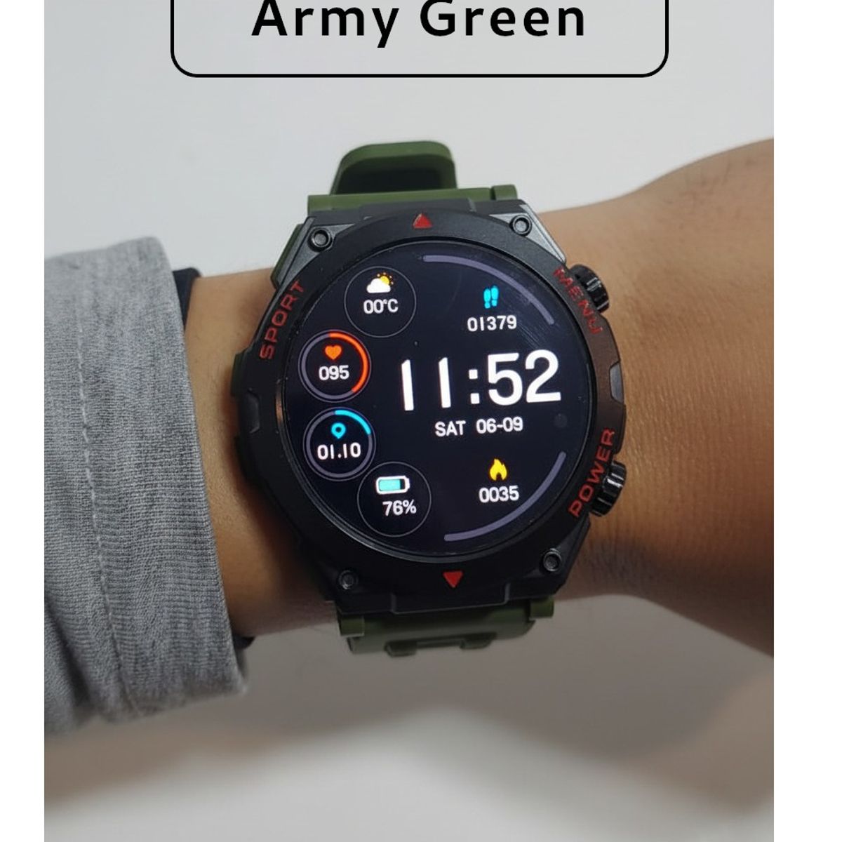 FITNESS - Smart Watch Fitness Tracker S66 Android IOS Army Green Bluetooth