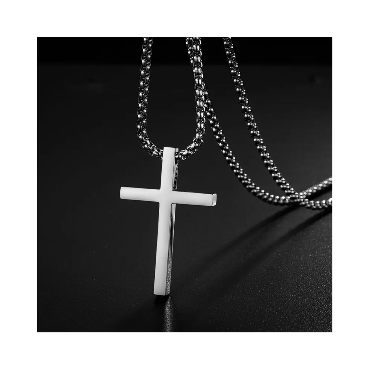 GENERICO - Cadena Fede de Hombre en Acero Inoxidable con Dije Cruz