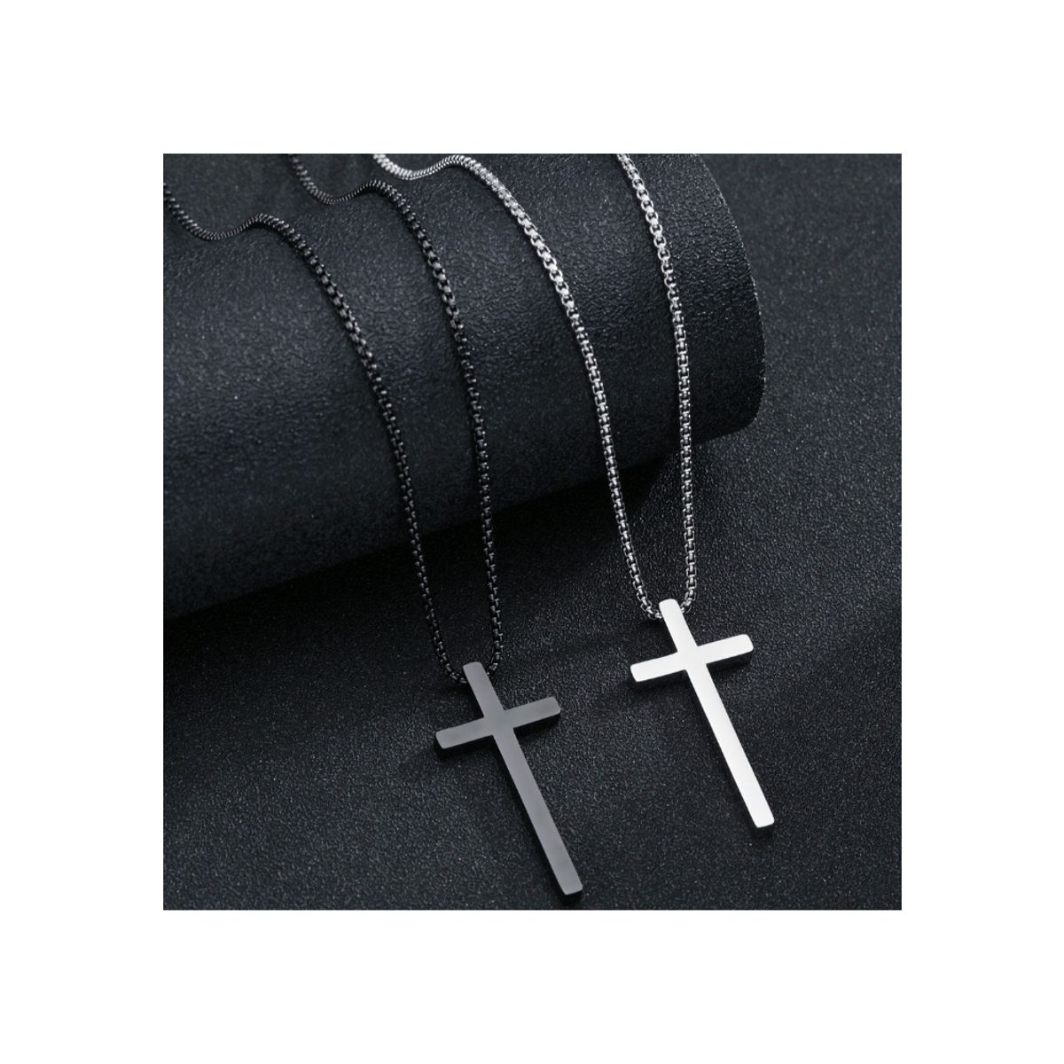 GENERICO - Cadena Fede de Hombre en Acero Inoxidable con Dije Cruz