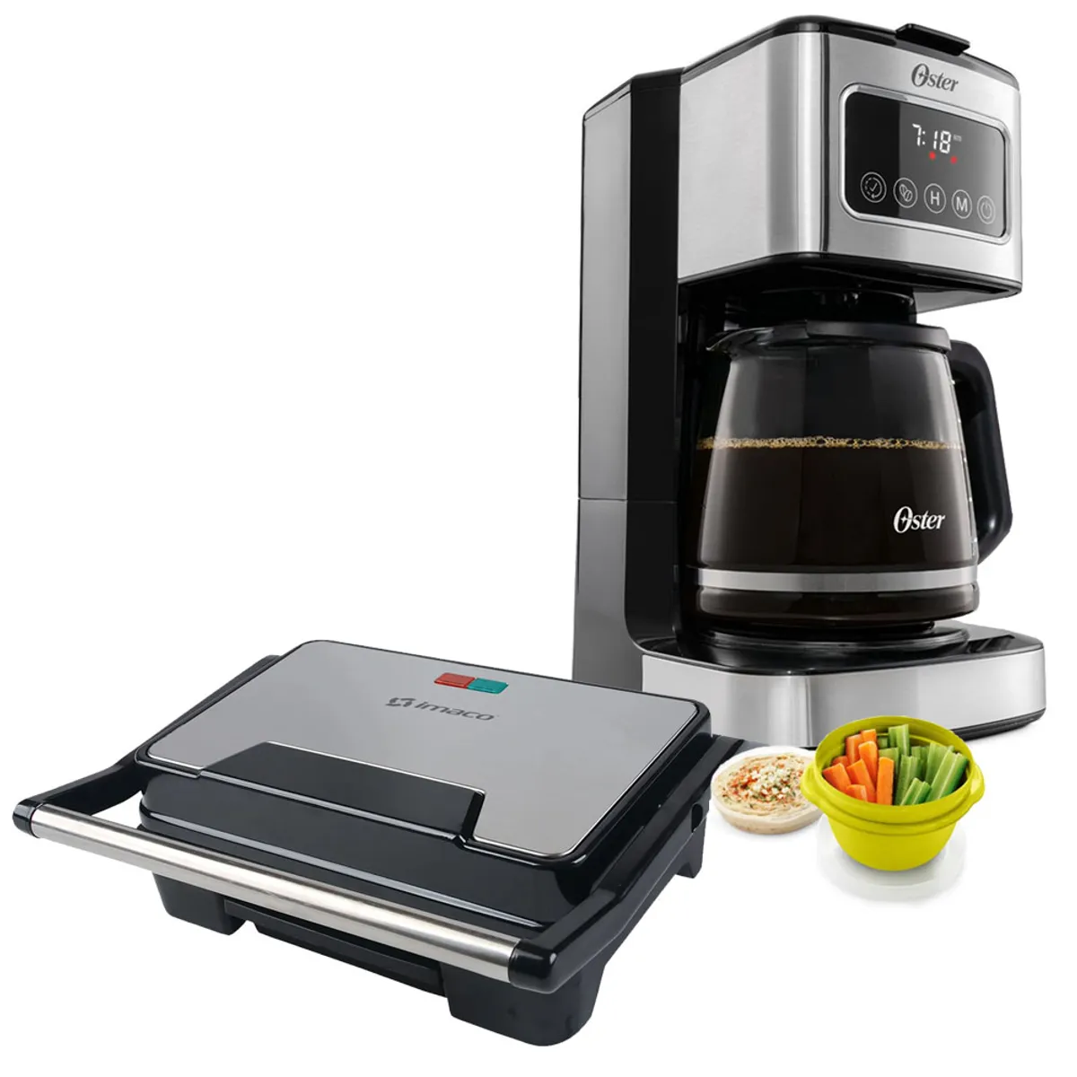 OSTER - Cafetera Oster Bvstdc4403 12 Tazas + Mini grill panini  IG2314 Imaco