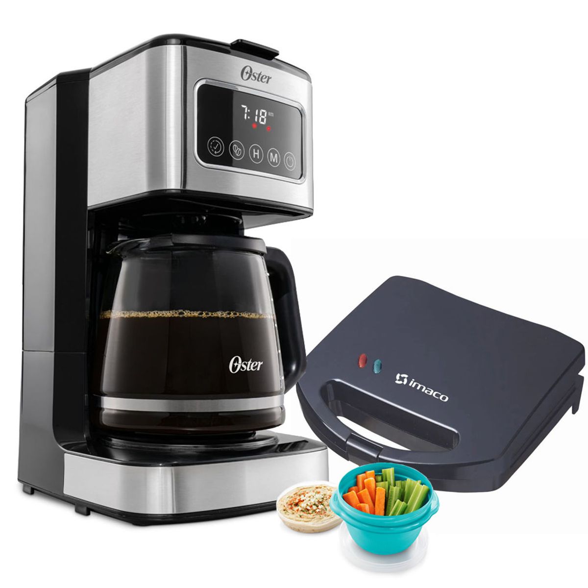OSTER - Cafetera Oster Bvstdc4403 12 Tazas + Sandwichera 2 panes  IST101N imaco