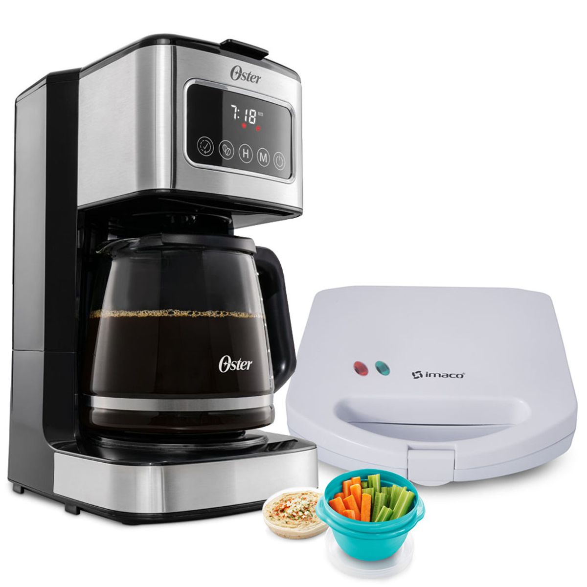OSTER - Cafetera Oster Bvstdc4403 12 Tazas + Sandwichera Blanco IST101N imaco