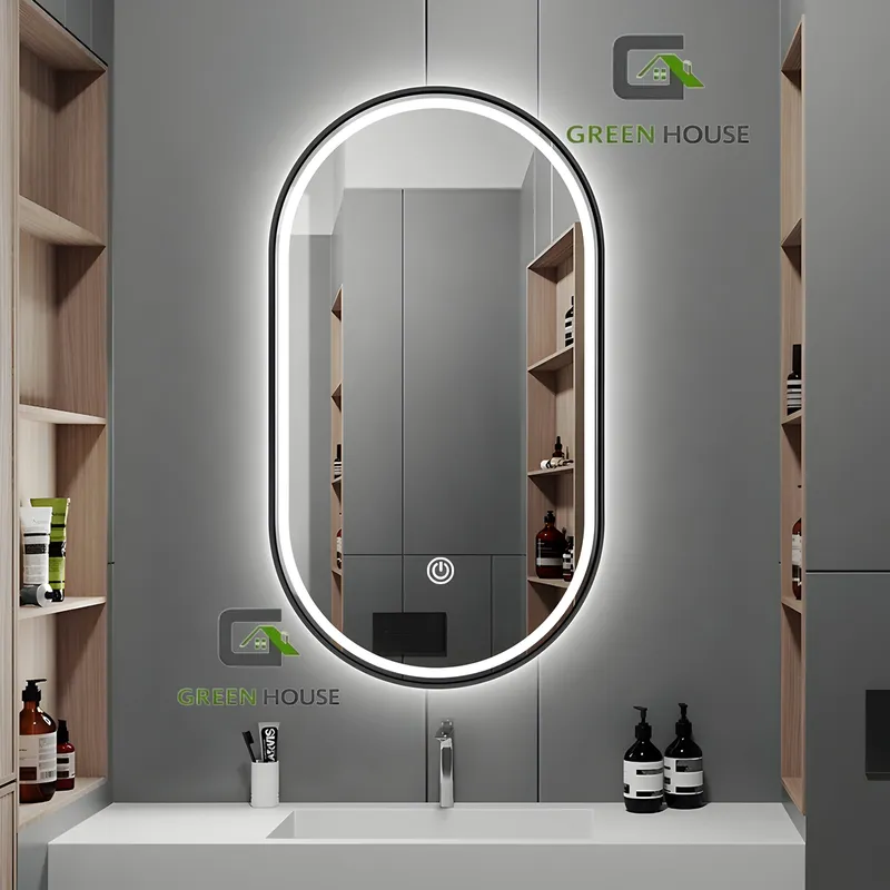 GREEN HOUSE - ESPEJO OVALADO CAMILA CON LUZ  3 TIEMPOS TOUCH 60x90 CM