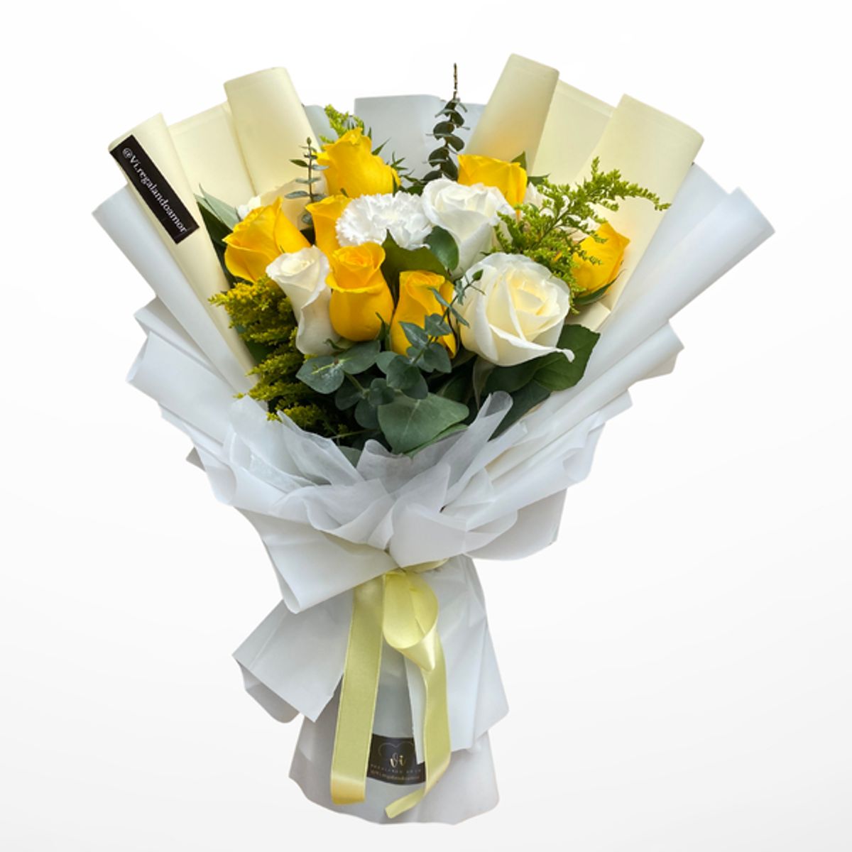 GENERICO - Ramo Chloe  12 Rosas Amarillas y Blancas - Flores amarillas
