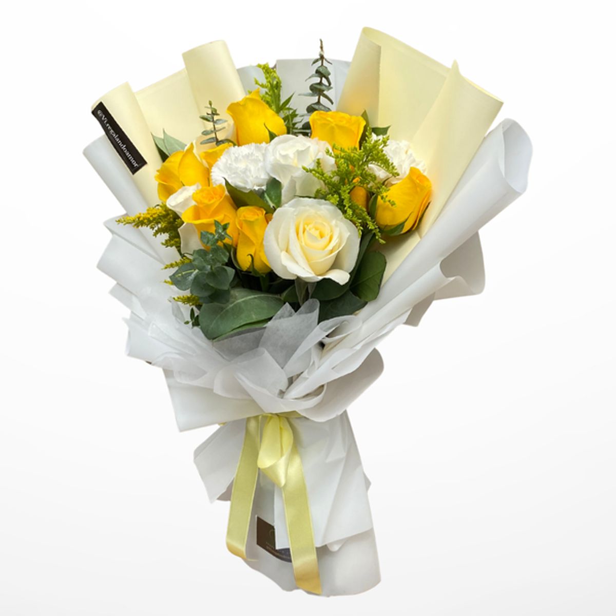 GENERICO - Ramo Chloe  12 Rosas Amarillas y Blancas - Flores amarillas