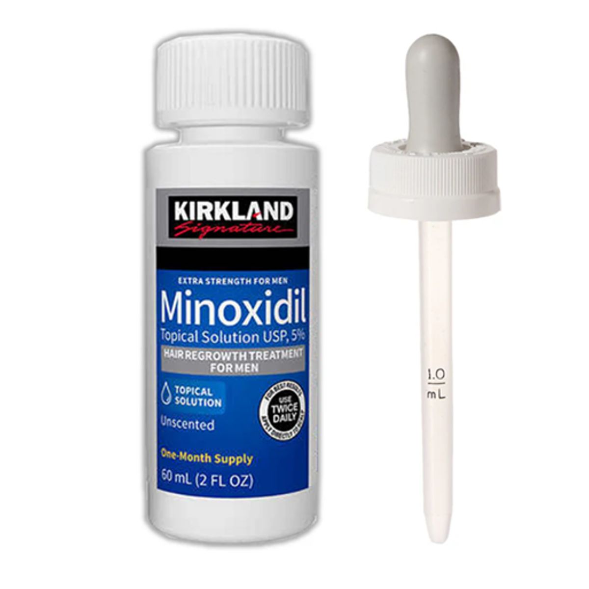 KIRKLAND - Minoxidil 5% Aumento Cabello y Barba Hombre Mujer con Gotero