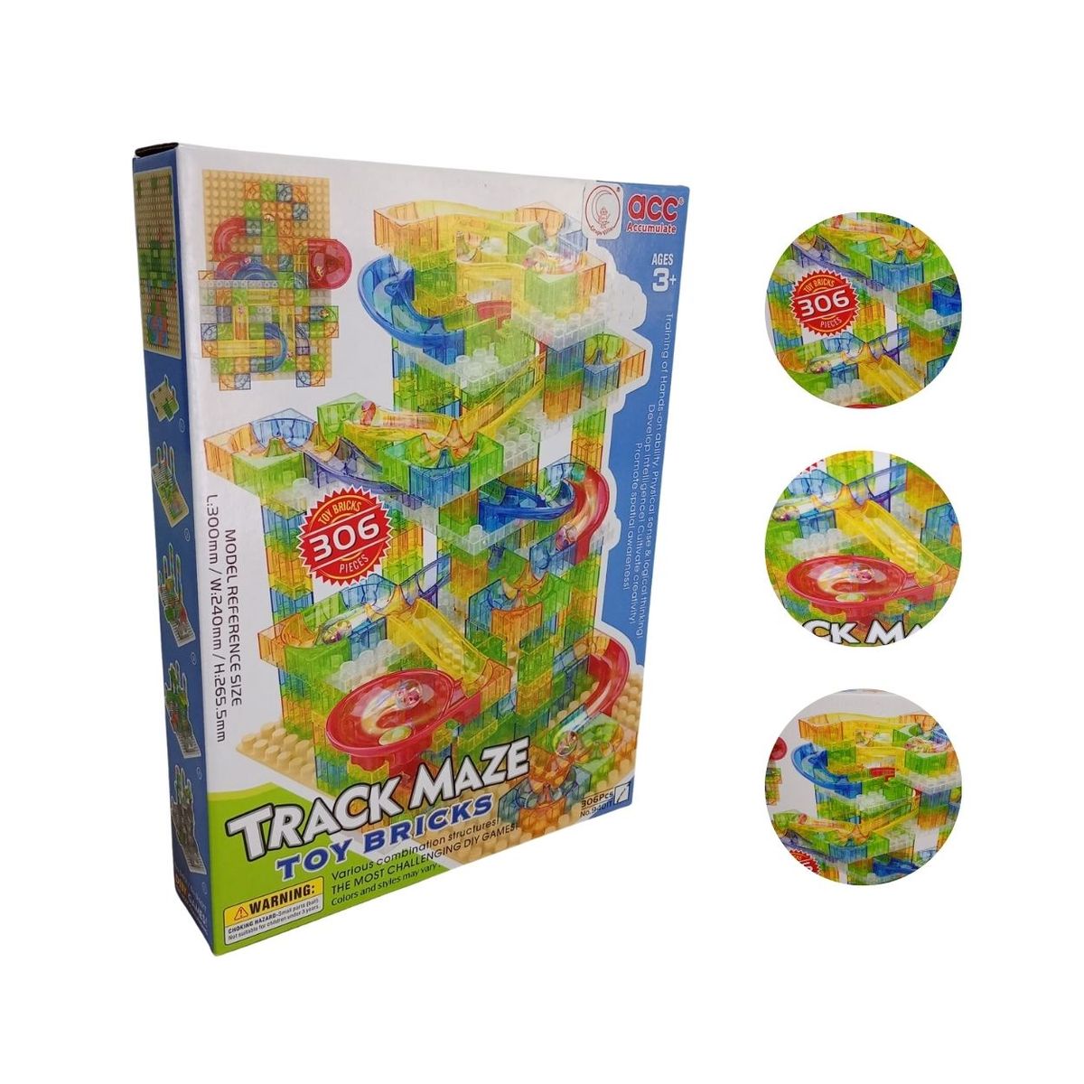 GENERICO - Juego Didáctico Pista Tobogán de Canicas 306 Pcs para Niños