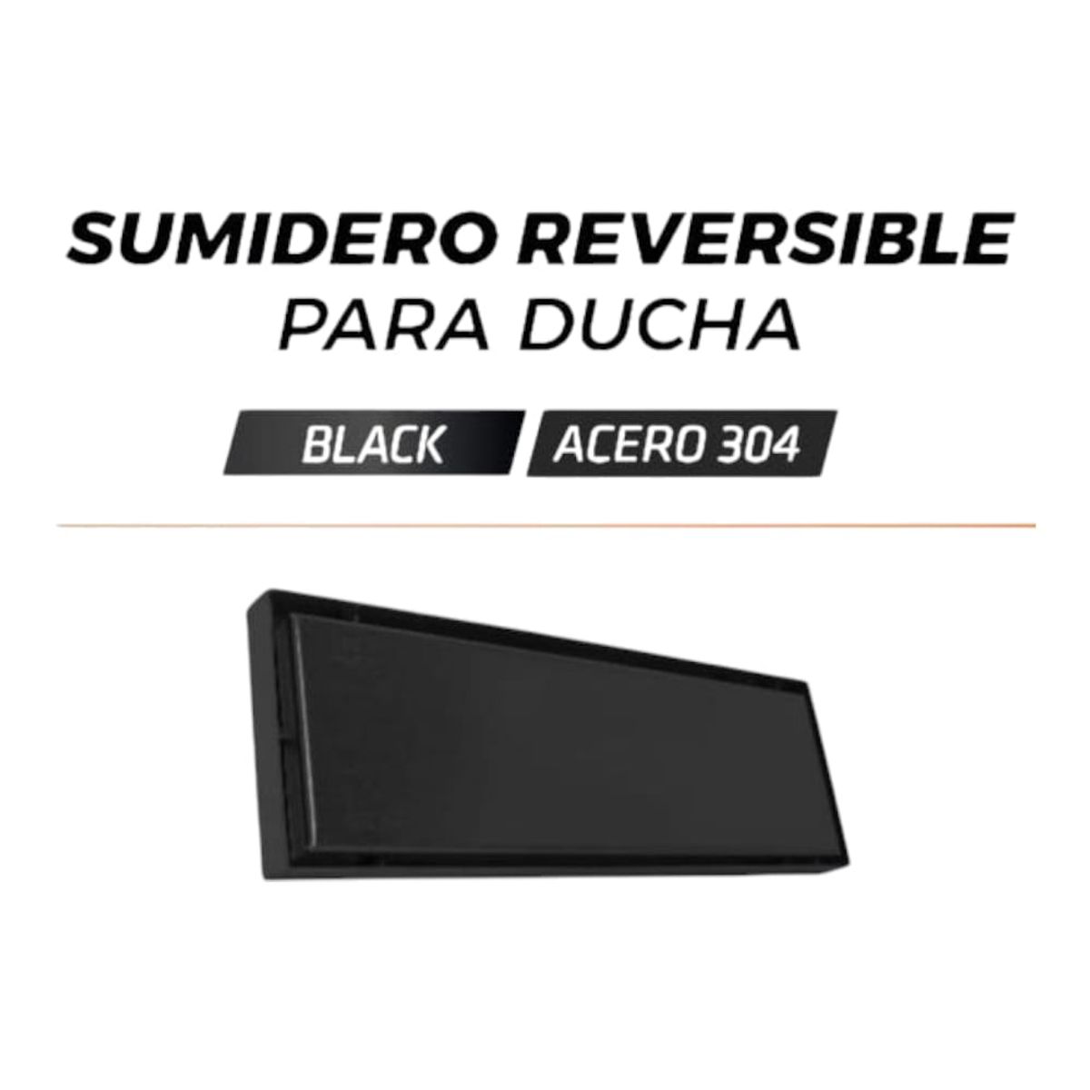 FRATELLI - Sumidero Reversible 10x60cm Acero Inox Negro Mate SS304  Alto Transito