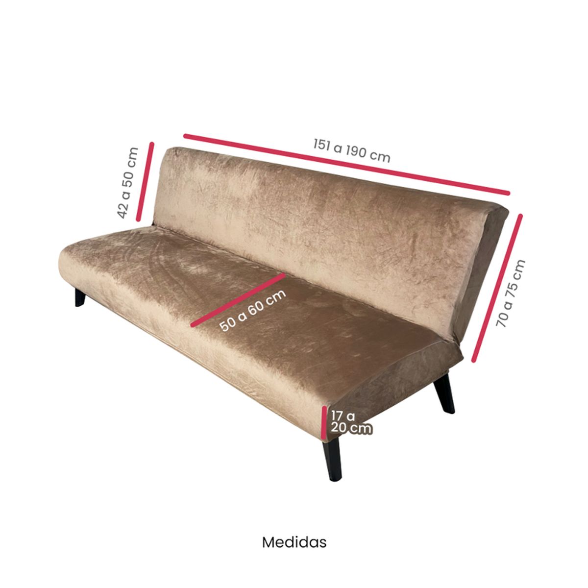 VIURE - 1 Funda Nacional de Terciopelo para Futón - Cocoa