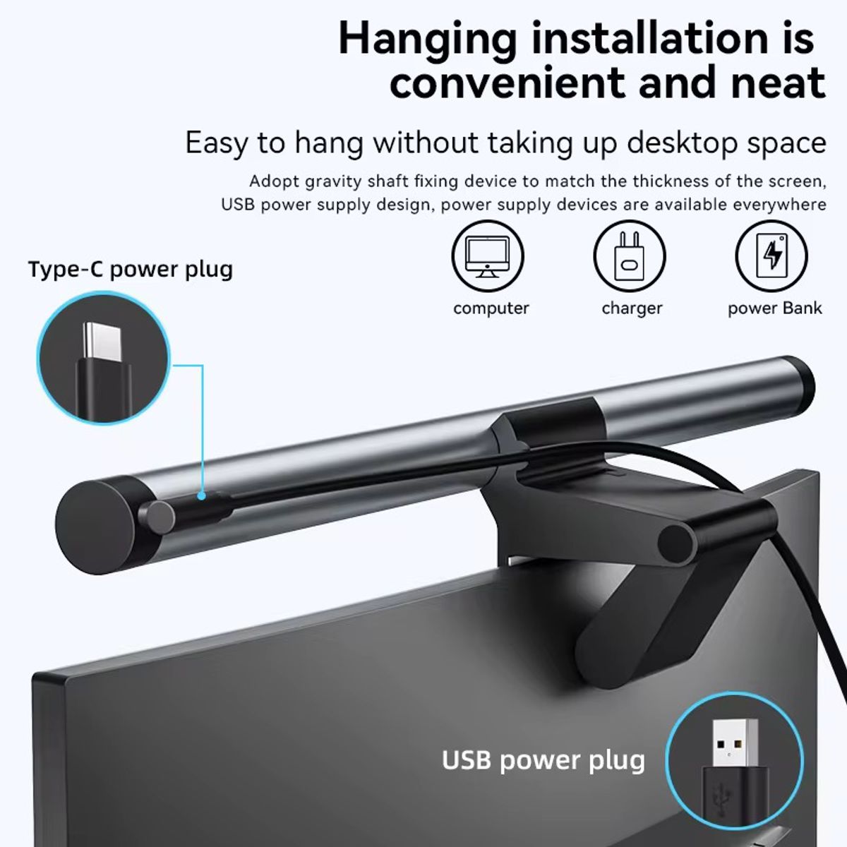 GENERICO - Lámpara LED Barra De Luz Para Monitor Regulable Con Control