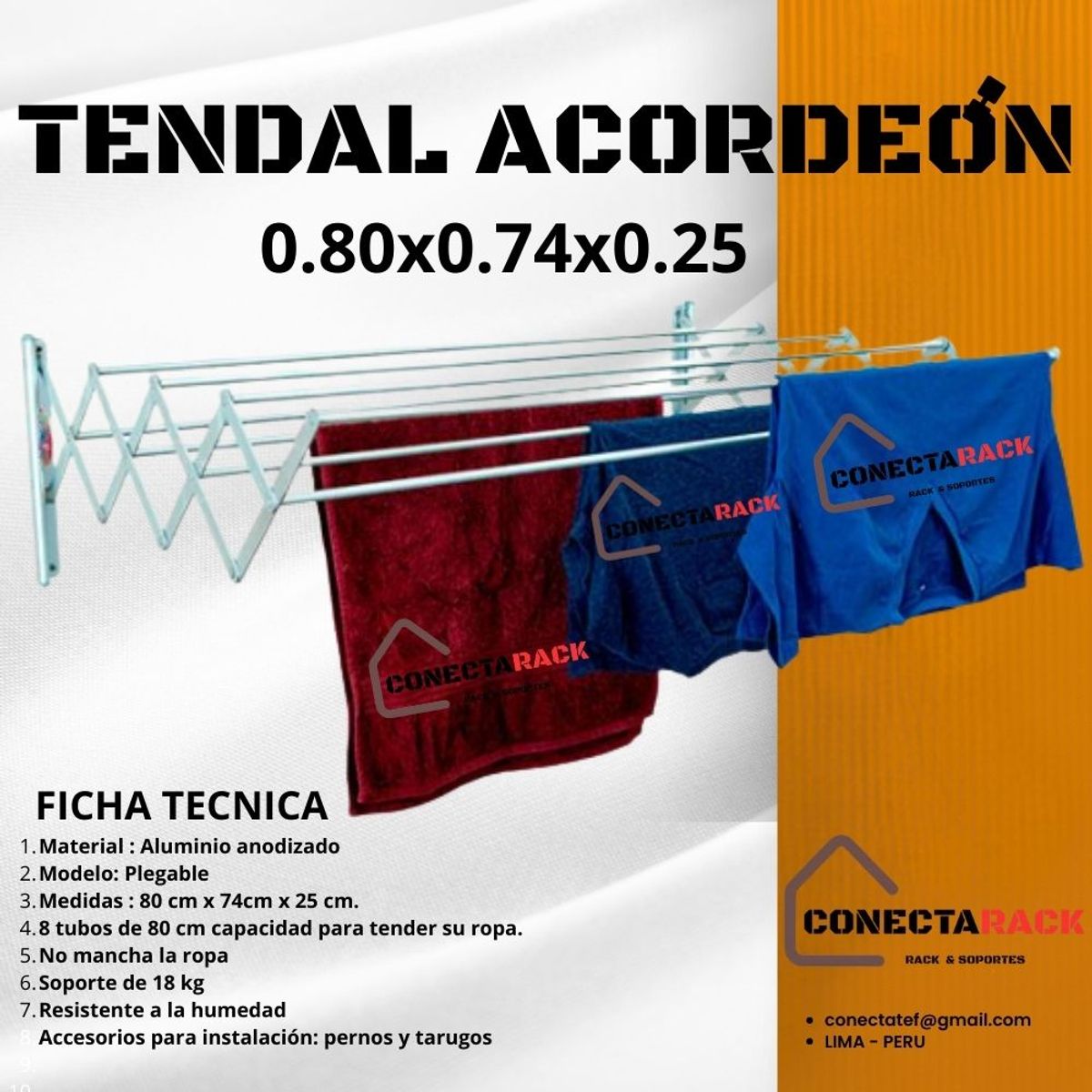 GENERICO - Tendedero de Ropa Plegable Aluminio 80 X 74 X 25 ACORDEON