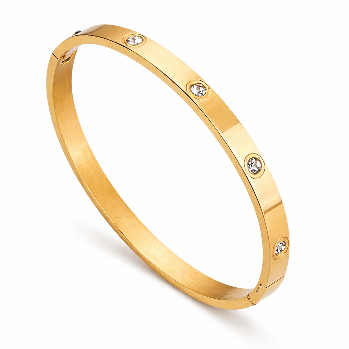 GENERICO - Pulsera Bangle con Brillos para Mujer  Acero Inoxidable