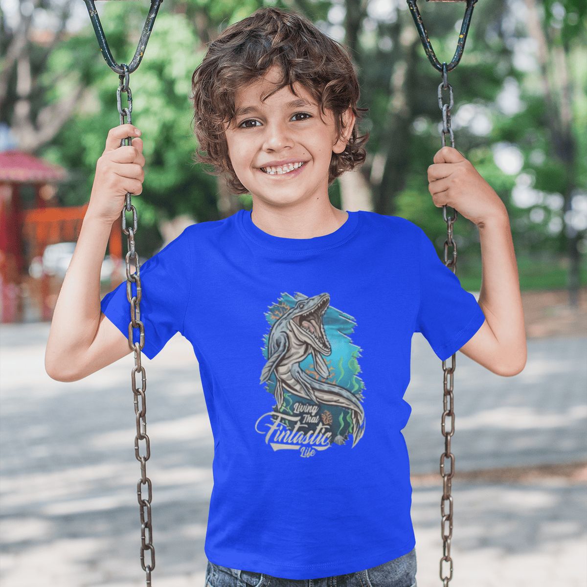 GENERICO - Polo de Dinosaurios Mosasaurio Camiseta para Niños Algodon Azulino