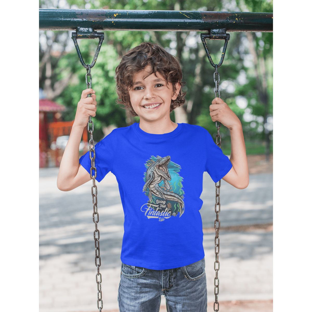 GENERICO - Polo de Dinosaurios Mosasaurio Camiseta para Niños Algodon Azulino
