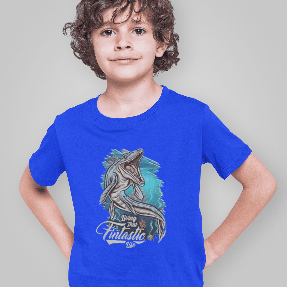 GENERICO - Polo de Dinosaurios Mosasaurio Camiseta para Niños Algodon Azulino
