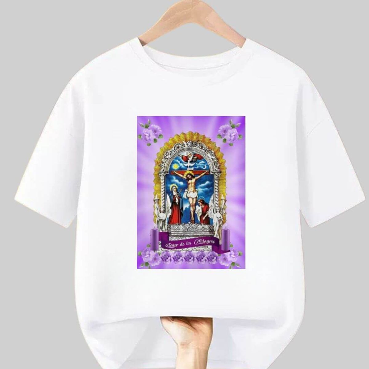 GENERICO - Polos Señor de Los Milagros Algodon Blanco - Tallas 6 al XL