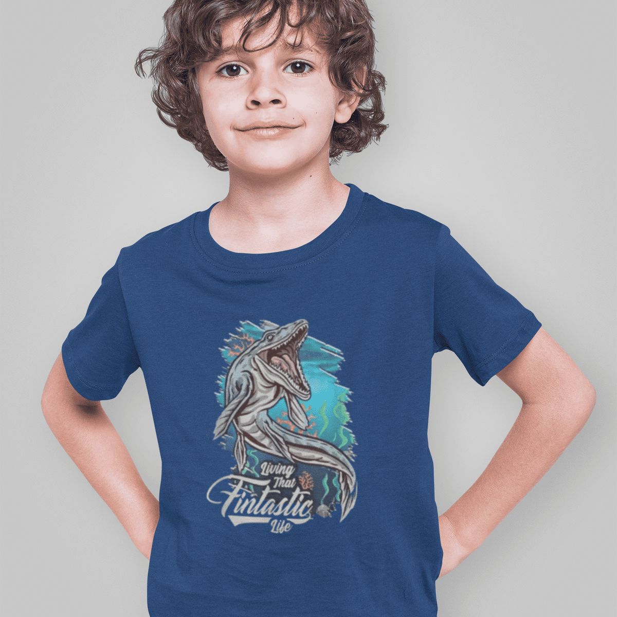GENERICO - Polo de Dinosaurios Mosasaurio Camiseta para Niños Algodon Azul