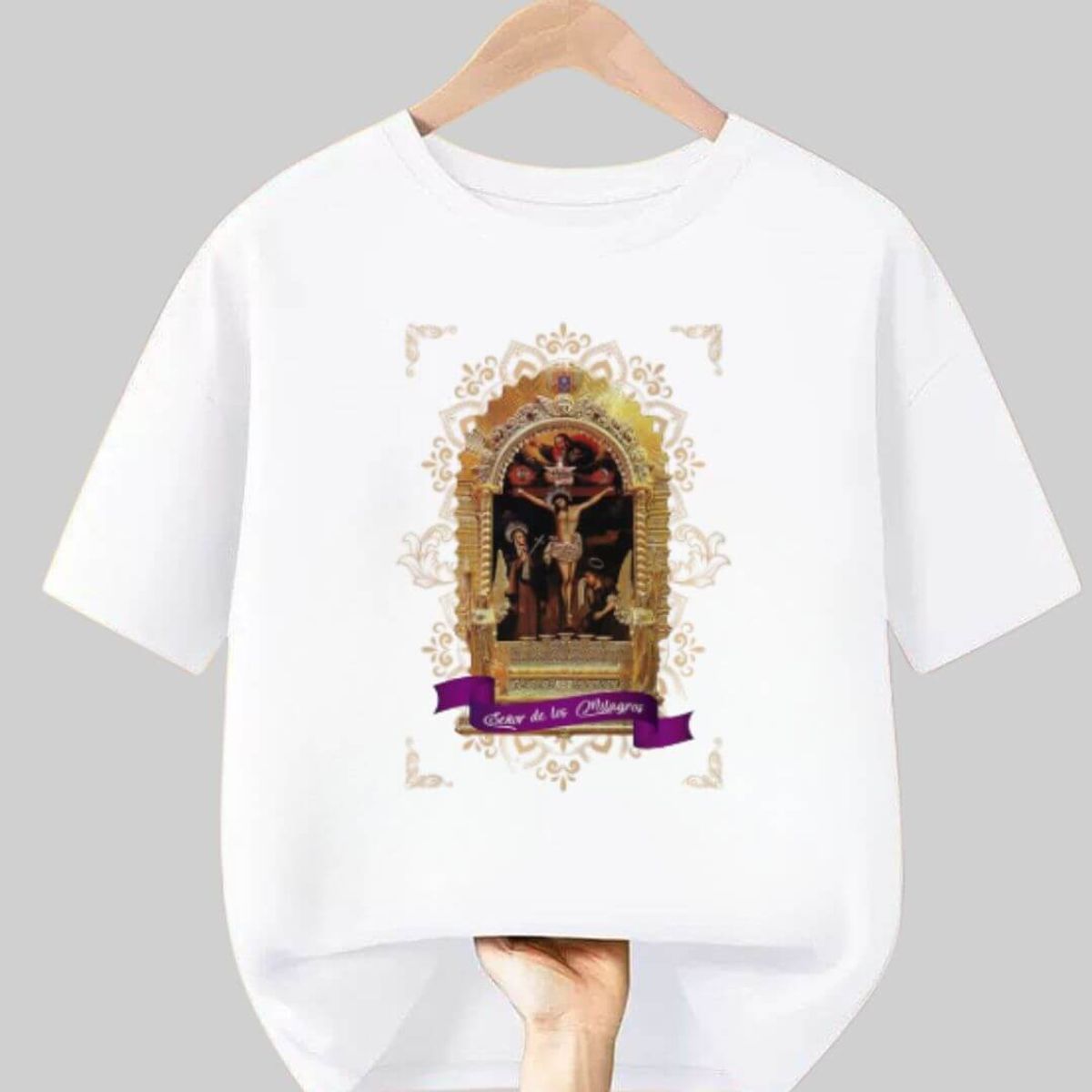 GENERICO - Polos Algodon Señor de Los Milagros Blanco - Tallas 6 al XL