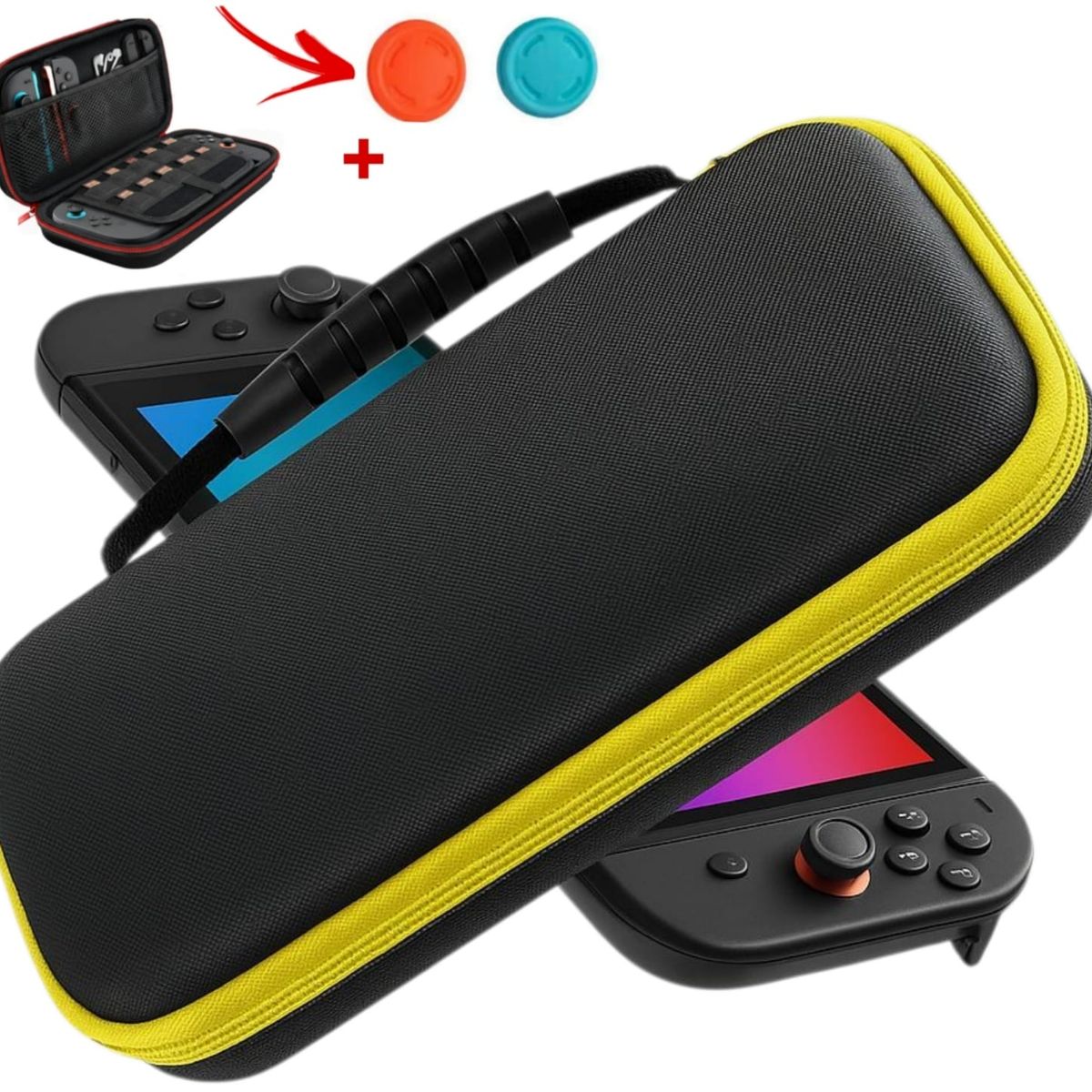 GENERICO - Estuche Protector Para Nintendo Switch 2 Case Funda - NEGRO CON AMARILLO
