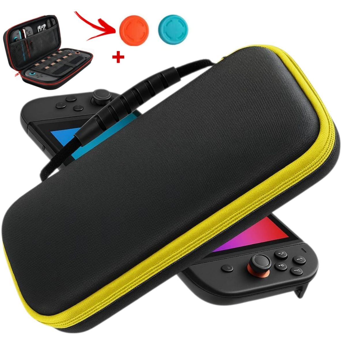 GENERICO - Estuche Protector Para Nintendo Switch 2 Case Funda - NEGRO CON AMARILLO