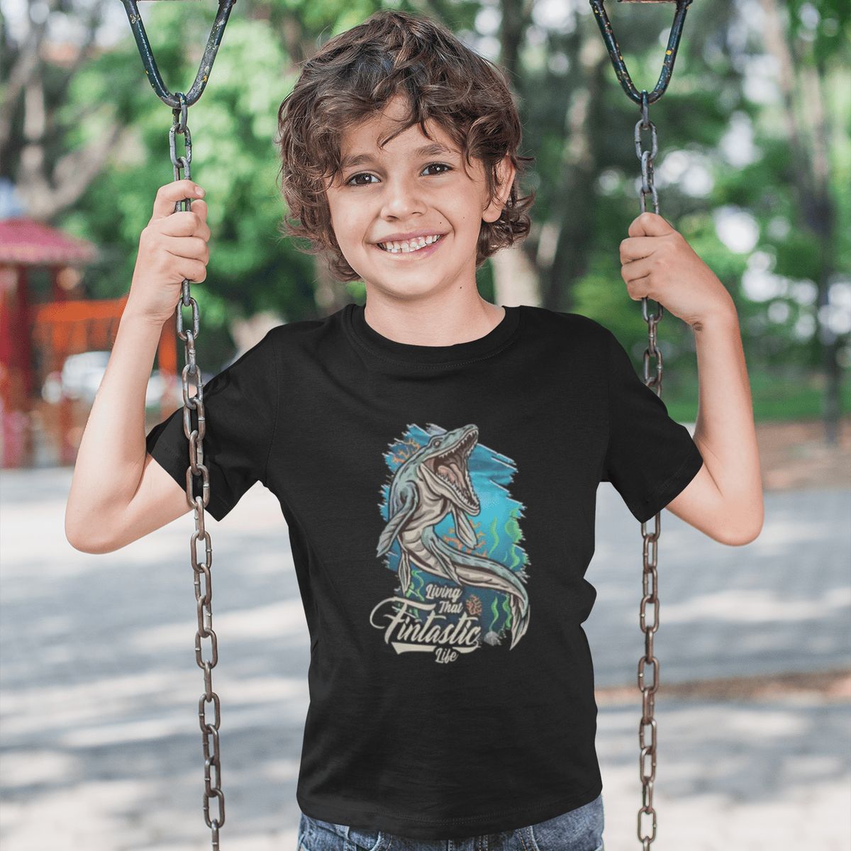 GENERICO - Camiseta de Dinosaurios Mosasaurio Polo para Niños Algodon Negro
