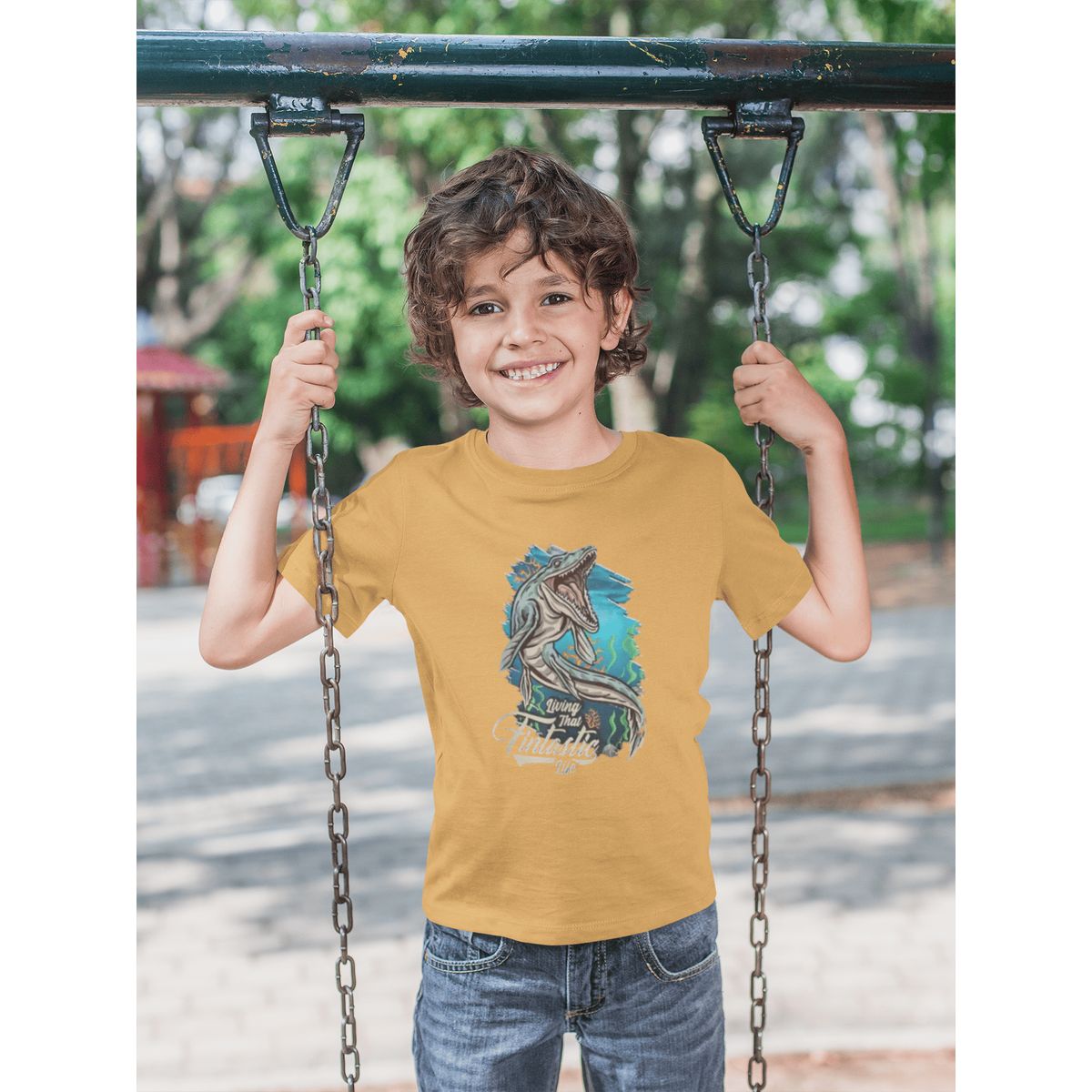 GENERICO - Camiseta de Dinosaurios Mosasaurio Polo para Niños Algodon Canela