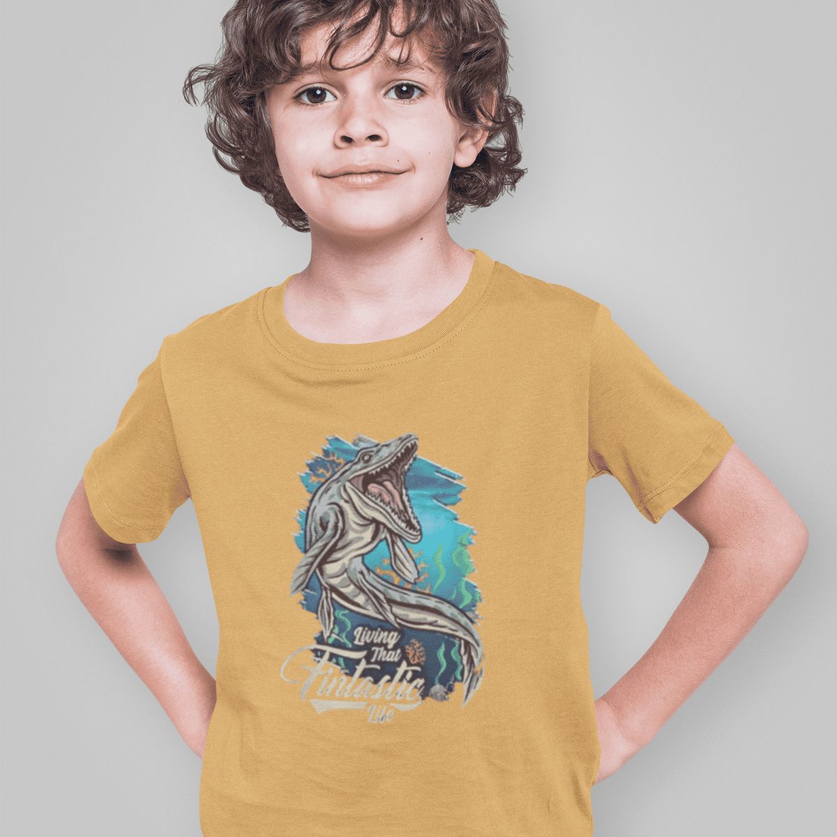 GENERICO - Camiseta de Dinosaurios Mosasaurio Polo para Niños Algodon Canela